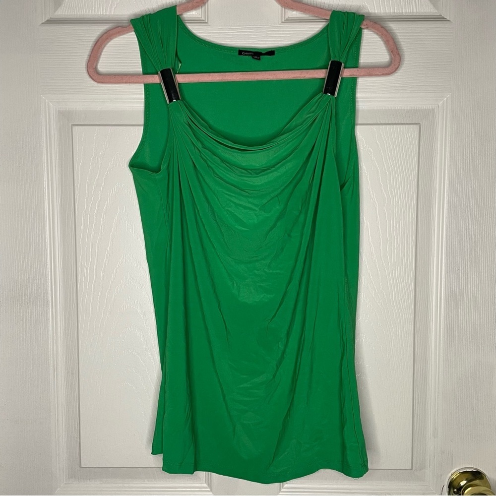 ⭐️CHAUS| Small Emerald green draped tank top with silver accents - chaus